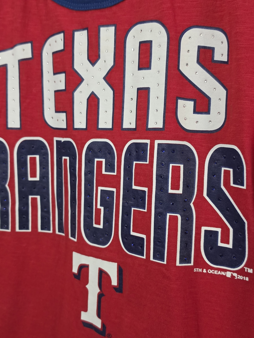 5th & Ocean Genuine Merchandise Texas Rangers MLB Tank Rhinestones Womens Small - Picture 2 of 6
